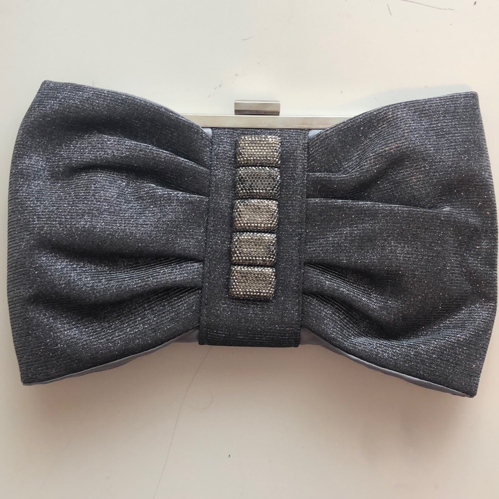 Dark silver sparkly evening bag